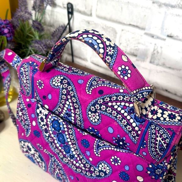 Vera Bradley Boysenberry Julia HandBag Purse 3” Handle W/ Shoulder Strap - Picture 6 of 9